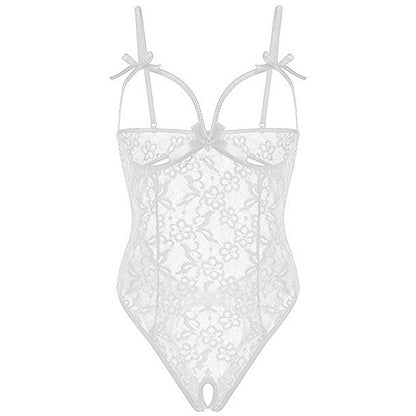 Sexy Lingerie Sexy Sleepwear Open-End Jumpsuit White