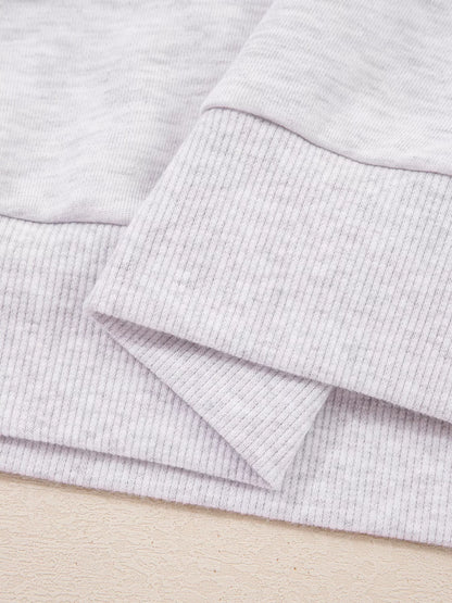 Contrasted Trim Frilled Collar Drop Shoulder Top and Drawstring Pant Set