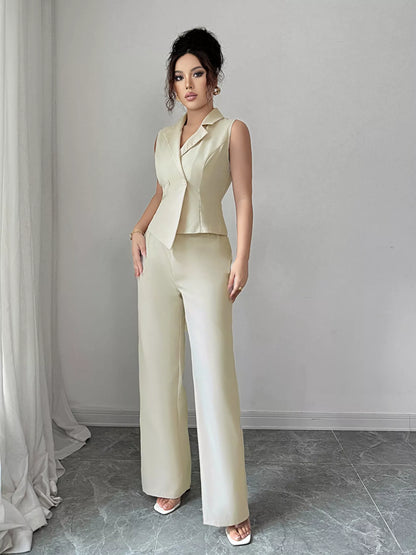 Sleeveless Vest and Wide-Leg Pants Set