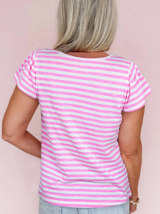 Striped V-Neck T-Shirt