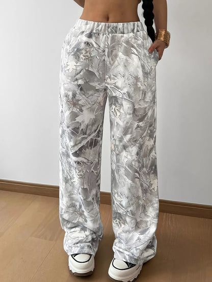 Abstract Print Wide Leg Pants