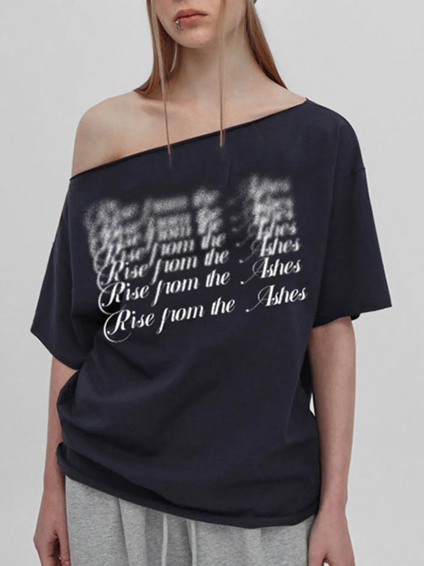 Letter Single Shoulder T-Shirt