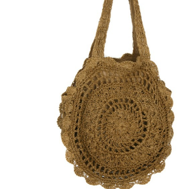 Floral Shoulder Bag round Large Capacity Hollow Out Cutout Straw Bag Straw Bag Woven Bag Vacation Beach Bag One Size Multi1