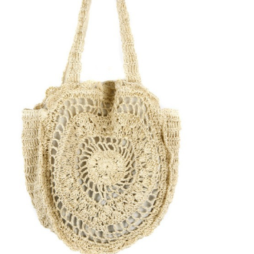 Floral Shoulder Bag round Large Capacity Hollow Out Cutout Straw Bag Straw Bag Woven Bag Vacation Beach Bag One Size Multi2