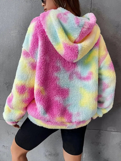 Tie-Dye Plush Fleece Hoodie