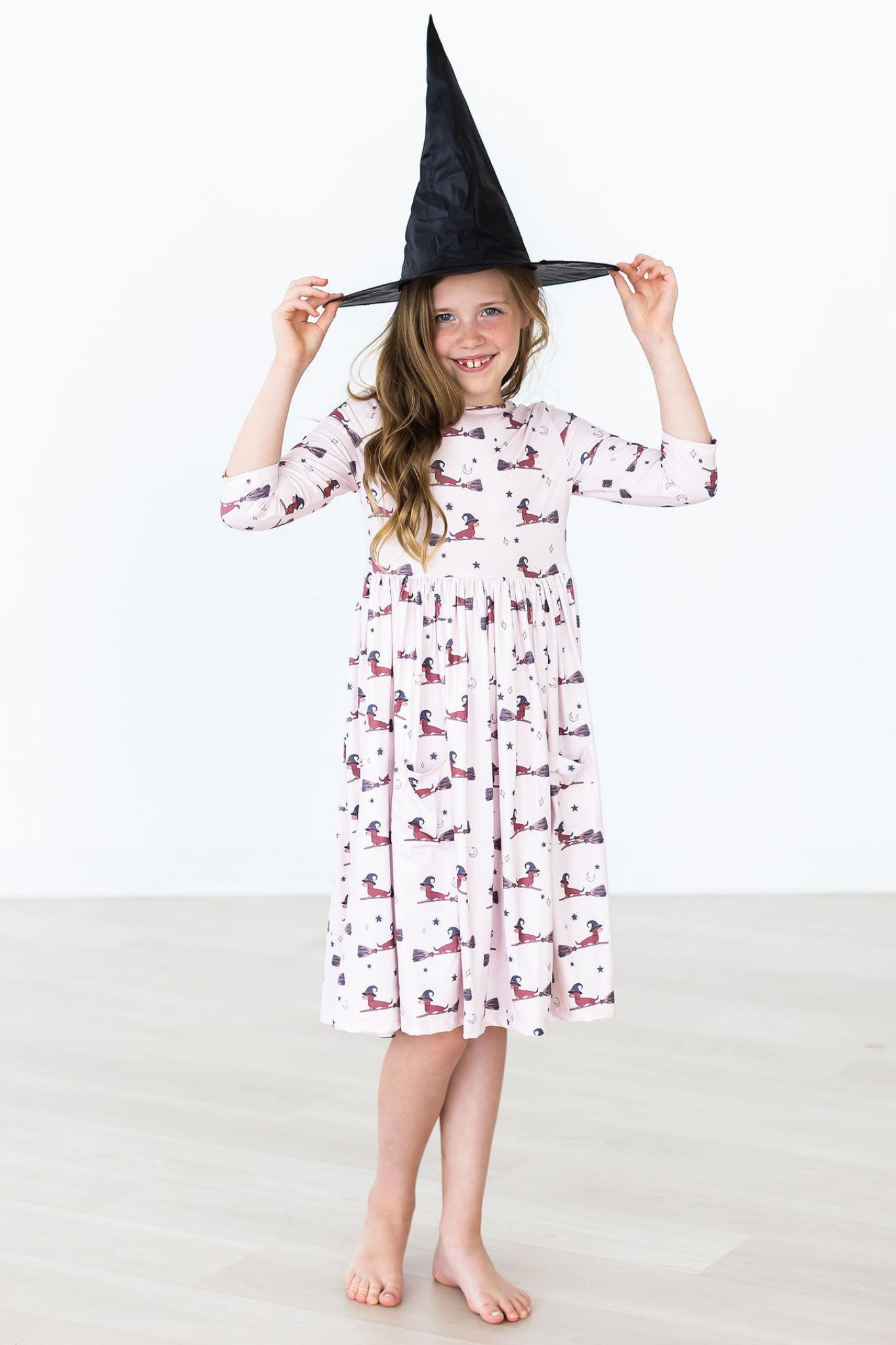 Happy Howl-oween 3/4 Sleeve Pocket Twirl Dress