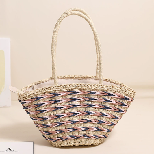 Direct Mori Shoulder Straw Bag Large Capacity Straw Bag Woven Bag Vacation Beach Bag Women Bag One Size Double Flower Large Rice