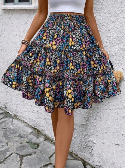 Floral Print Midi Skirt