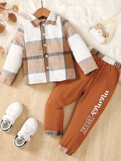 Color Block Button Up Top and Pants Set Ochre