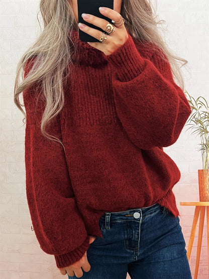 Ribbed Turtleneck Long Sleeve Sweater