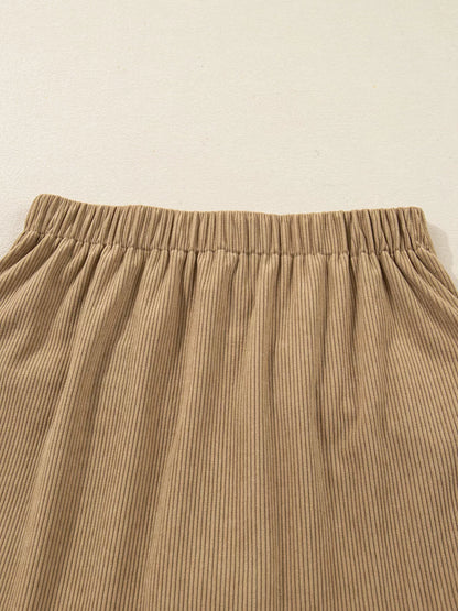 Corduroy Buttoned Front Mini Skirt