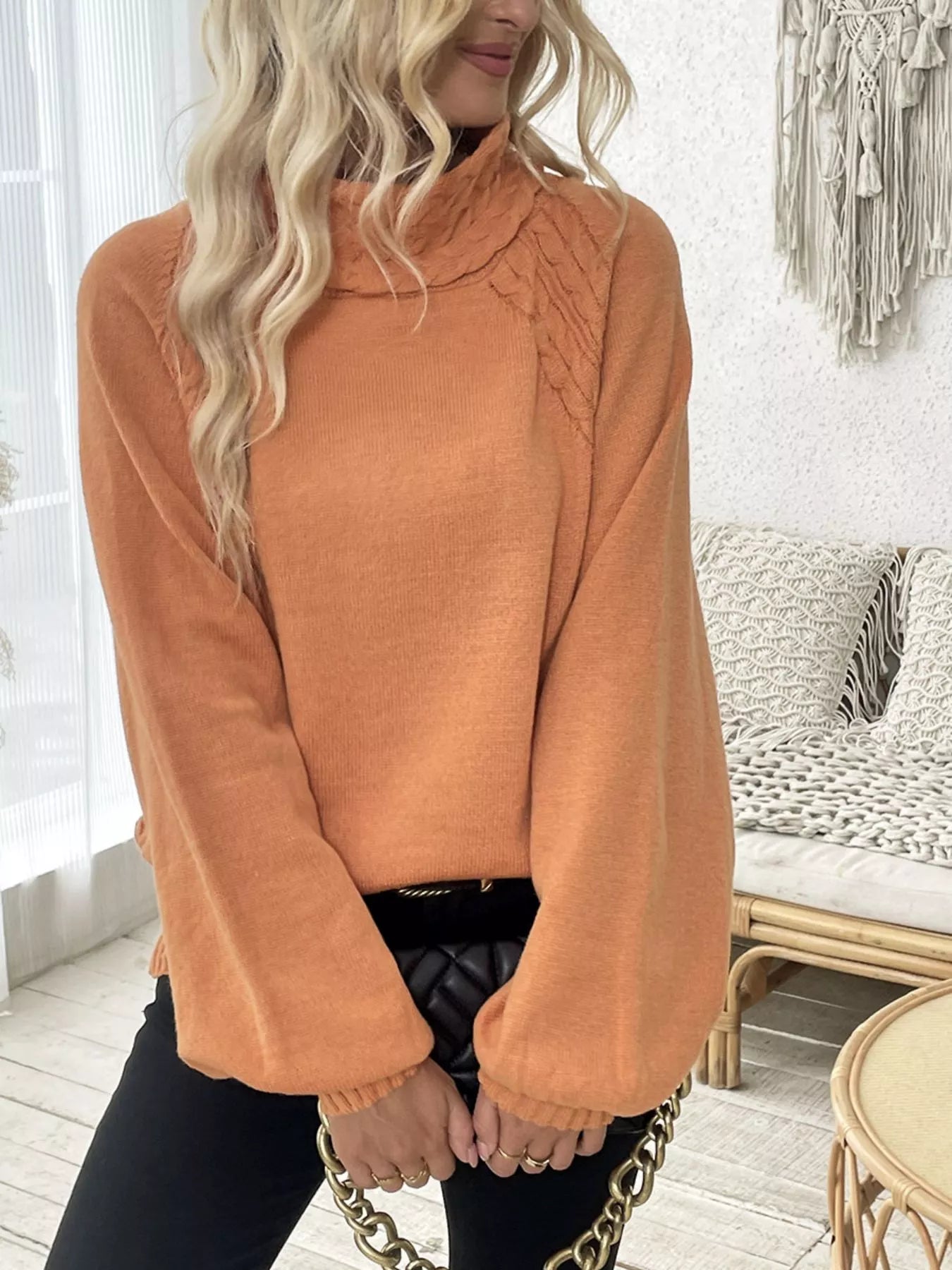 Cable Knit Turtleneck Sweater