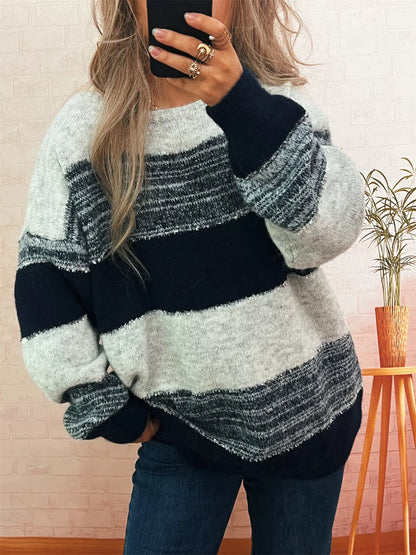 Color Block Dropped Shoulder Sweater