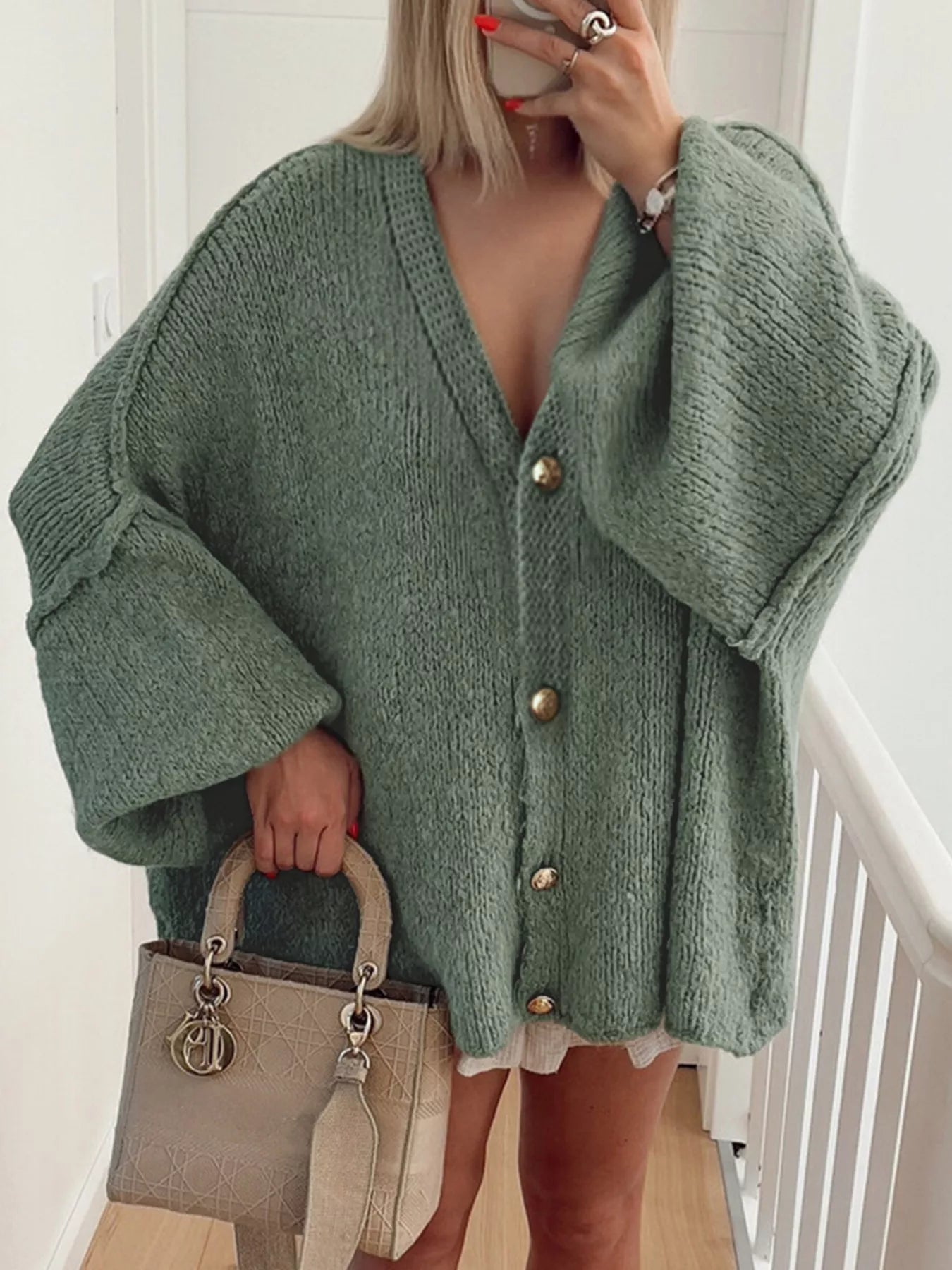 Oversized Knit Button Up Cardigan