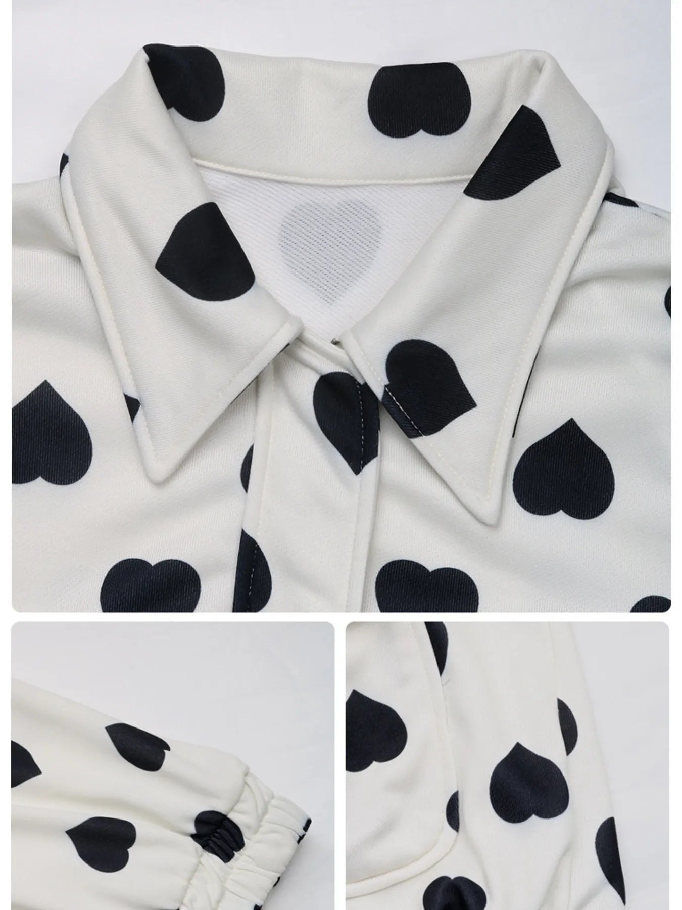 Heart Print Zip Up Jacket