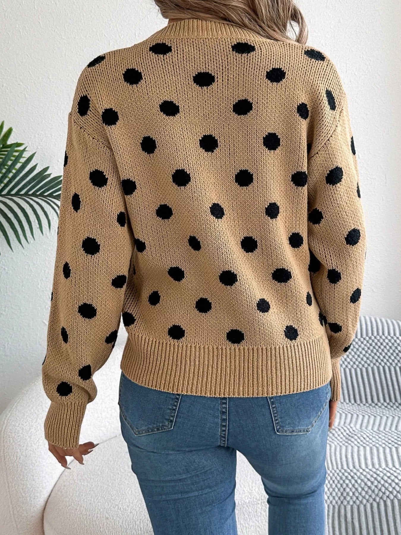 Polka Dot Round Neck Sweater