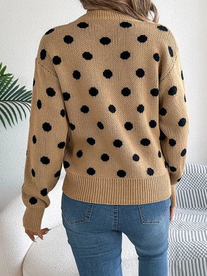 Polka Dot Round Neck Sweater