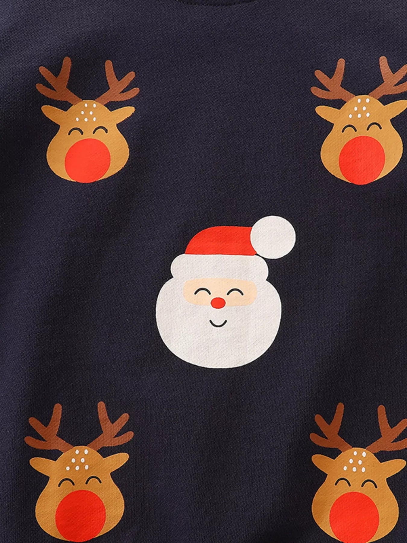 Children's Christmas Reindeer & Santa Round Neck Sweatshirt