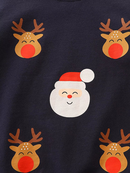 Children's Christmas Reindeer & Santa Round Neck Sweatshirt