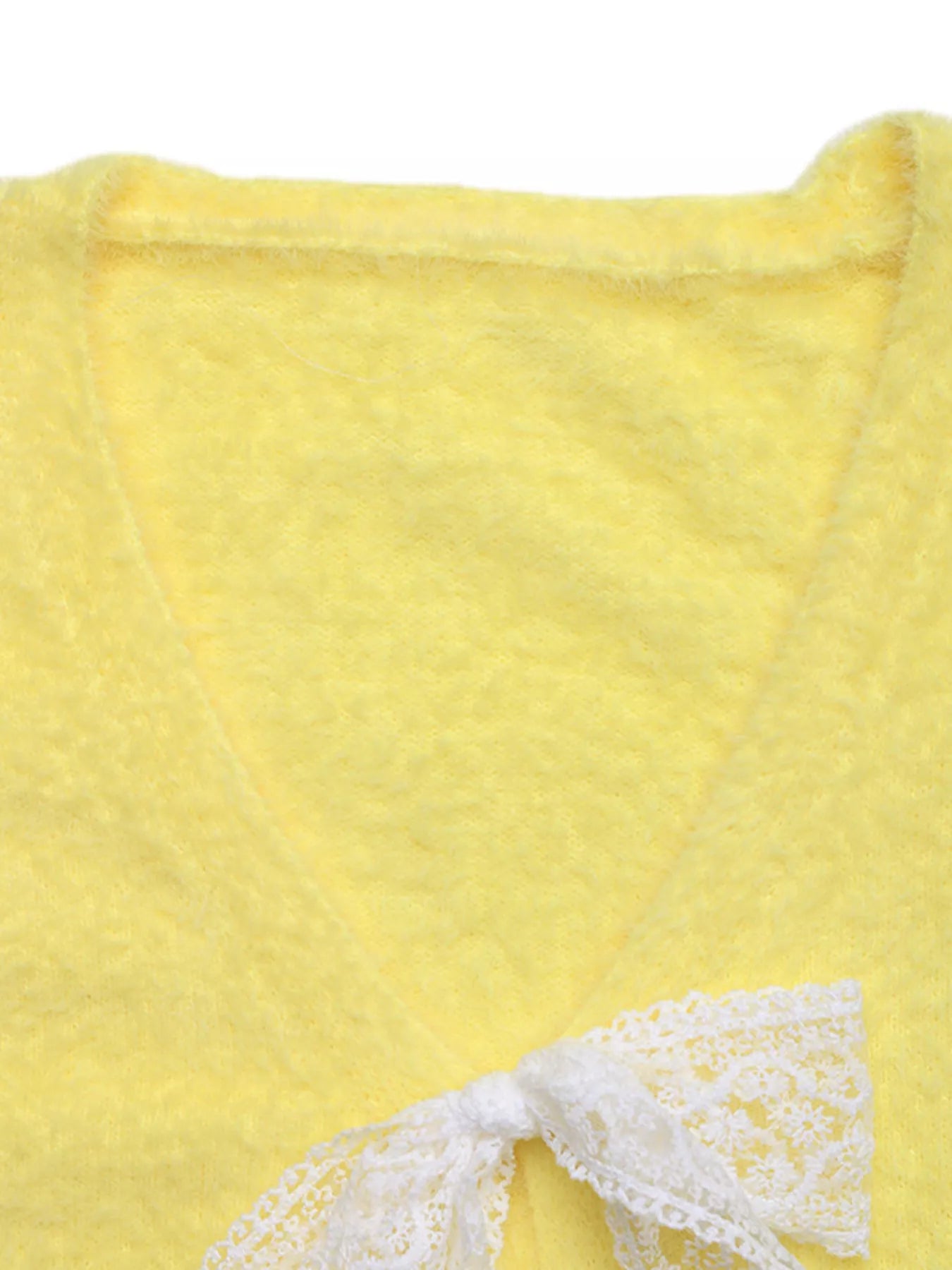 Lace Bow-Tie Front Long Sleeve Cardigan