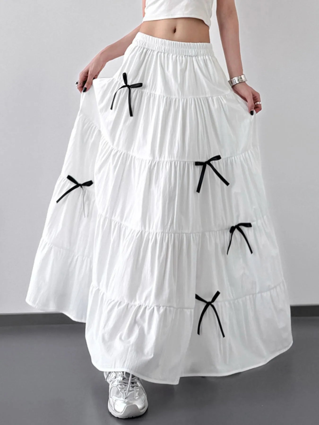 Tiered Bow Maxi Skirt