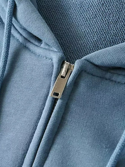 Casual Loose Zip-Up Hoodie