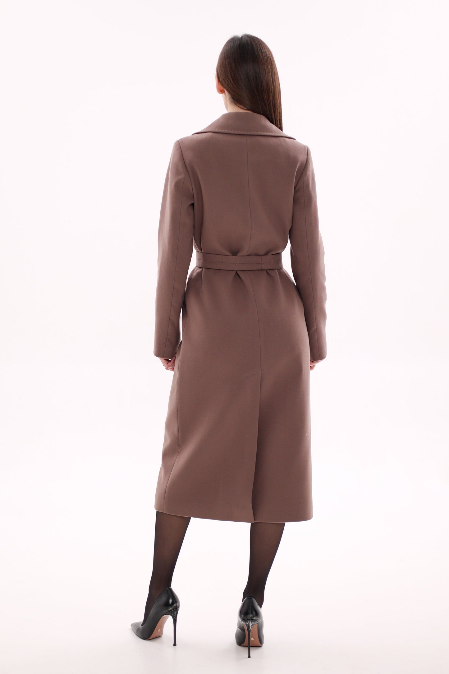 Harrington Classic Wraparound Overcoat in Mocha Mousse