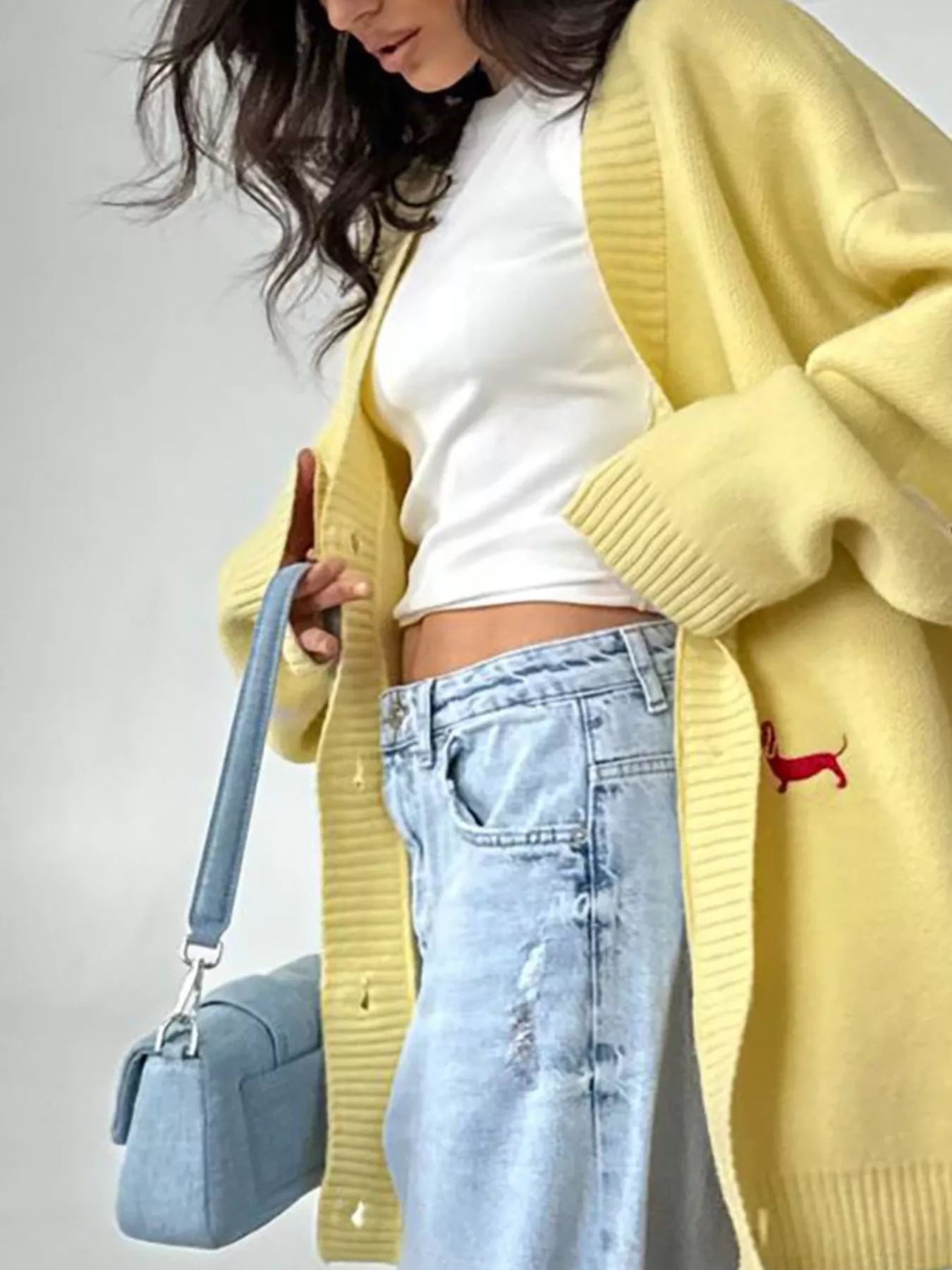 Embroidered Button Up Cardigan