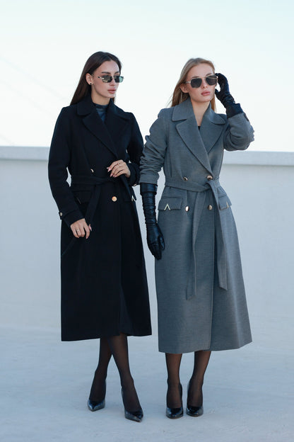 Alaska Classic Cashmere Blend Overcoat in Black