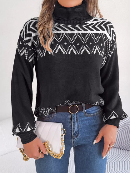 Turtleneck Dropped Shoulder Sweater