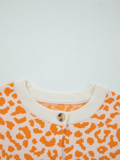 Leopard Drop Shoulder Chunky Knitted Cardigan