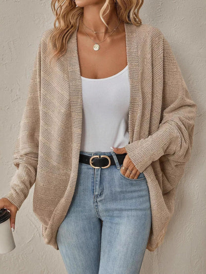 Cozy Oversized Open Front Knit Cardigan Apricot