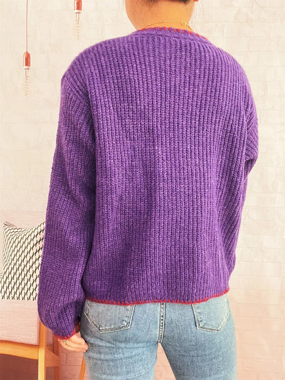 Flower Button Long Sleeve Cardigan