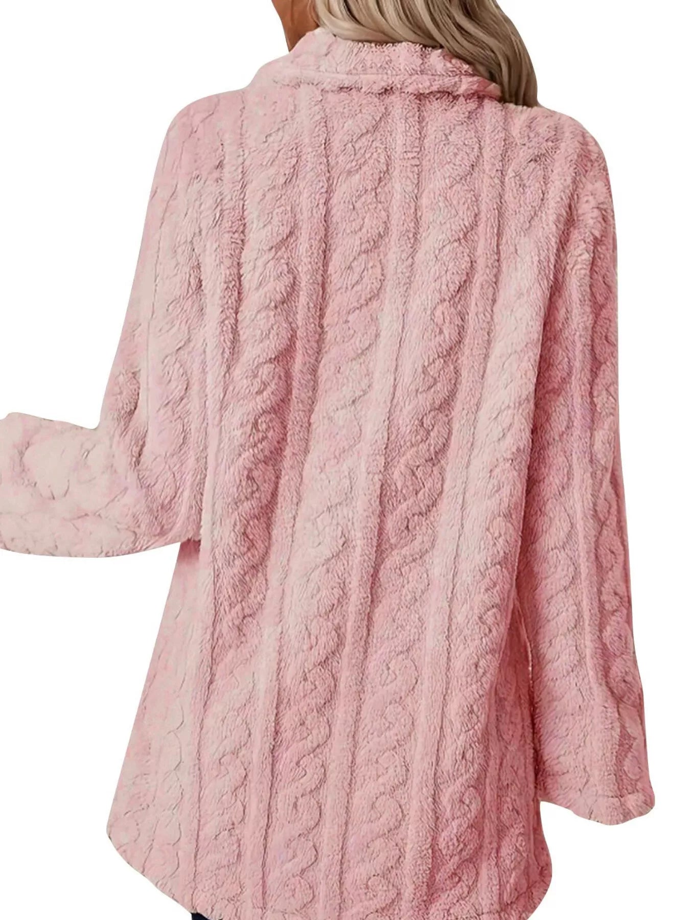 Double-Breasted Fleece Longline Coat