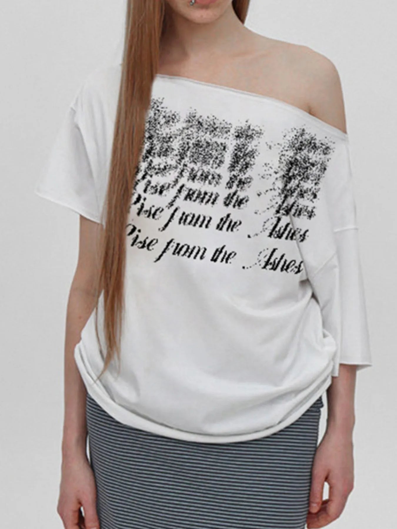 Letter Single Shoulder T-Shirt