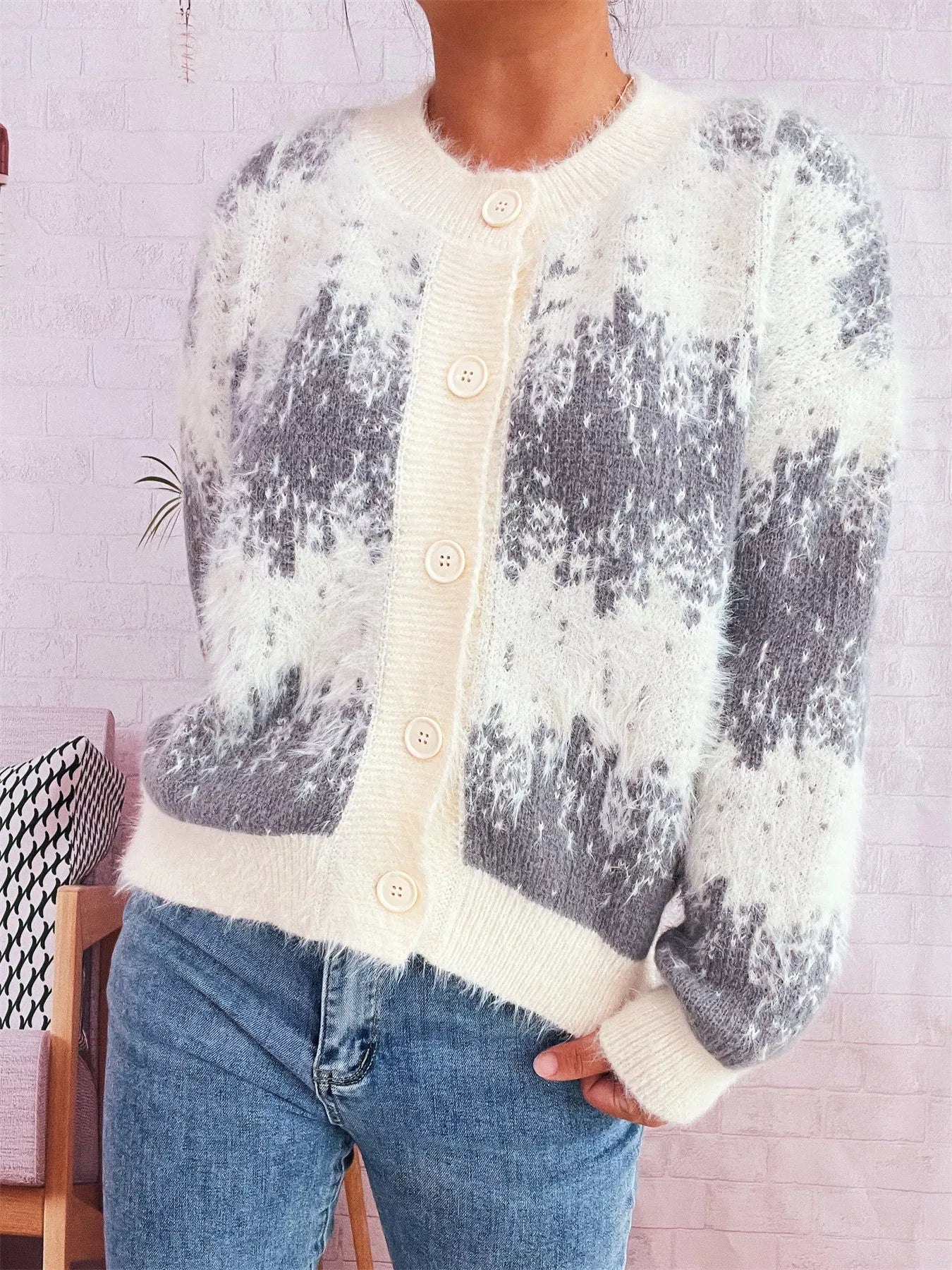 Ribbed Hem Button Up Cardigan