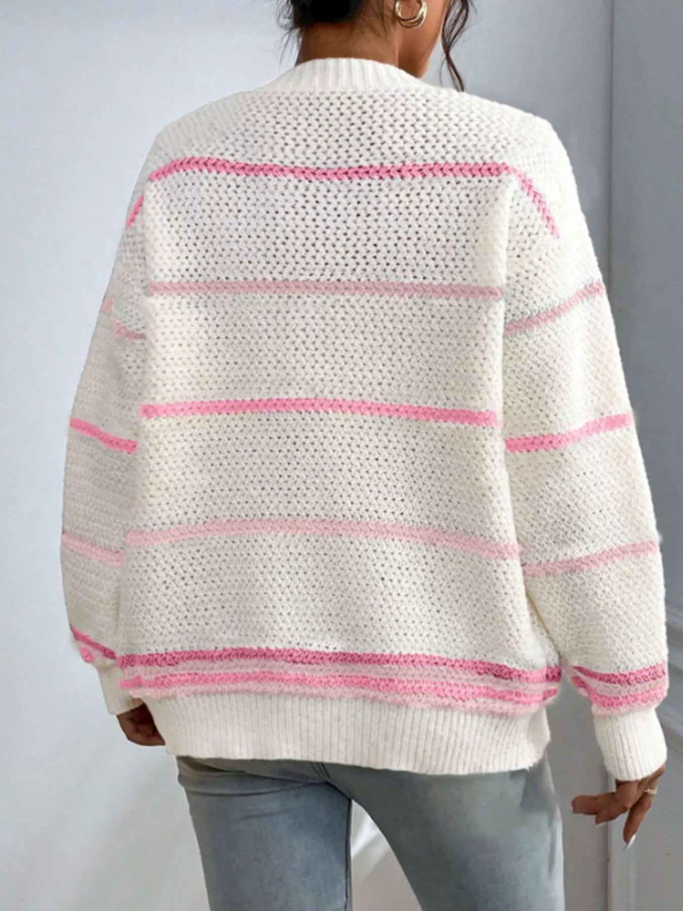 Striped Knit Open Front Cardigan