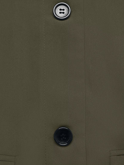 Contrast Collar Button Up Coat