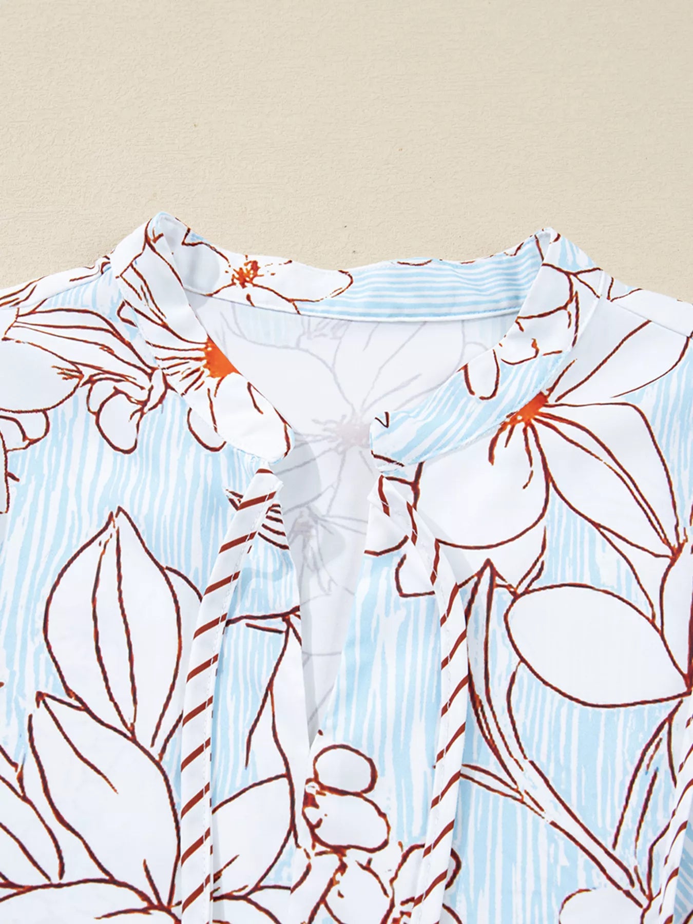 Floral Print Tie Neck Long Sleeve Mini Dress