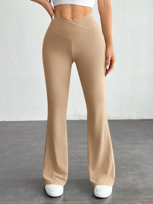 High-Waisted Flare Pants Khaki