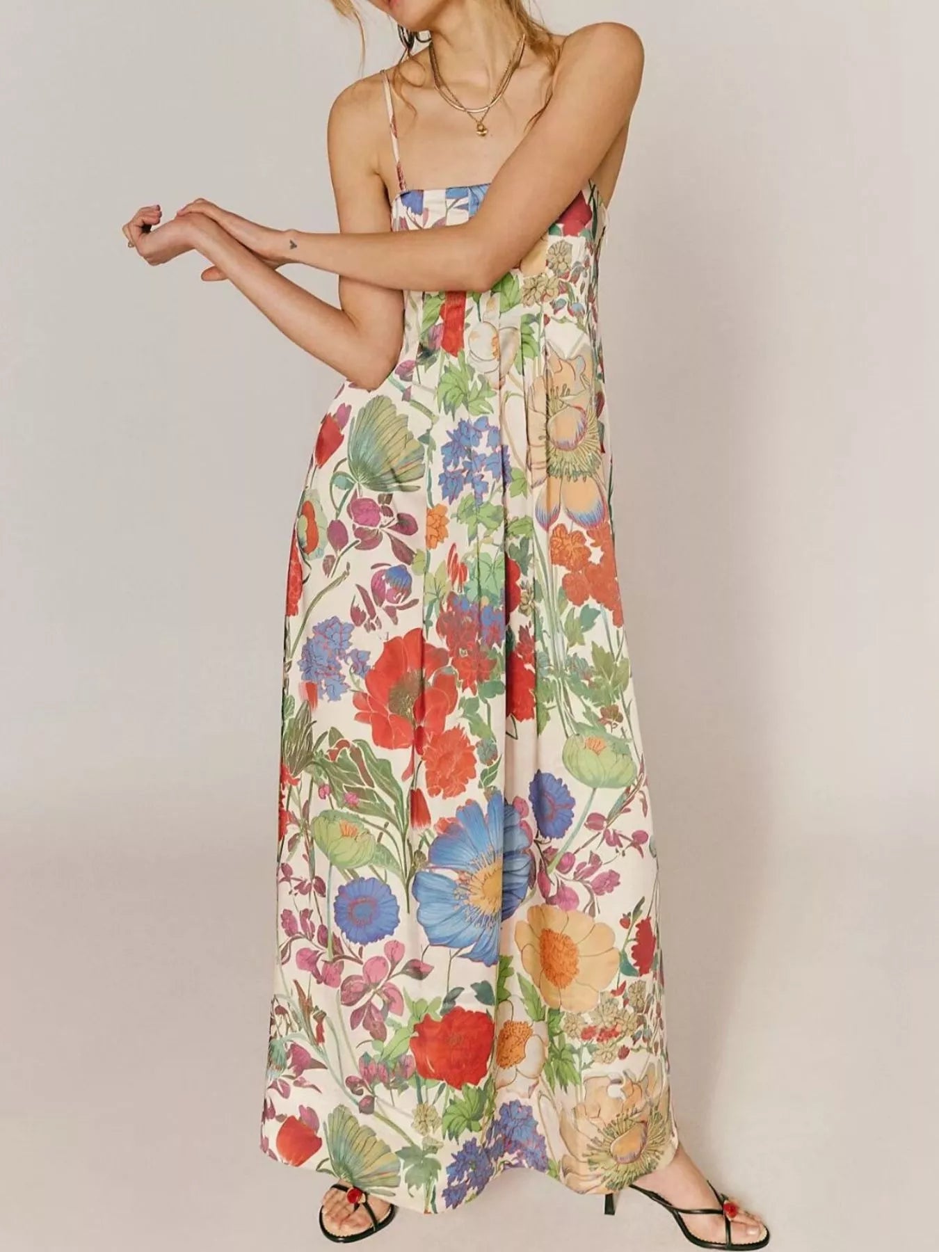 Floral Print Sleeveless Maxi Dress