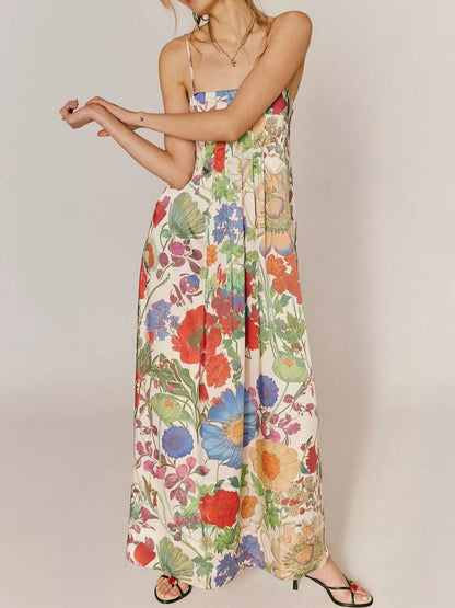 Floral Print Sleeveless Maxi Dress