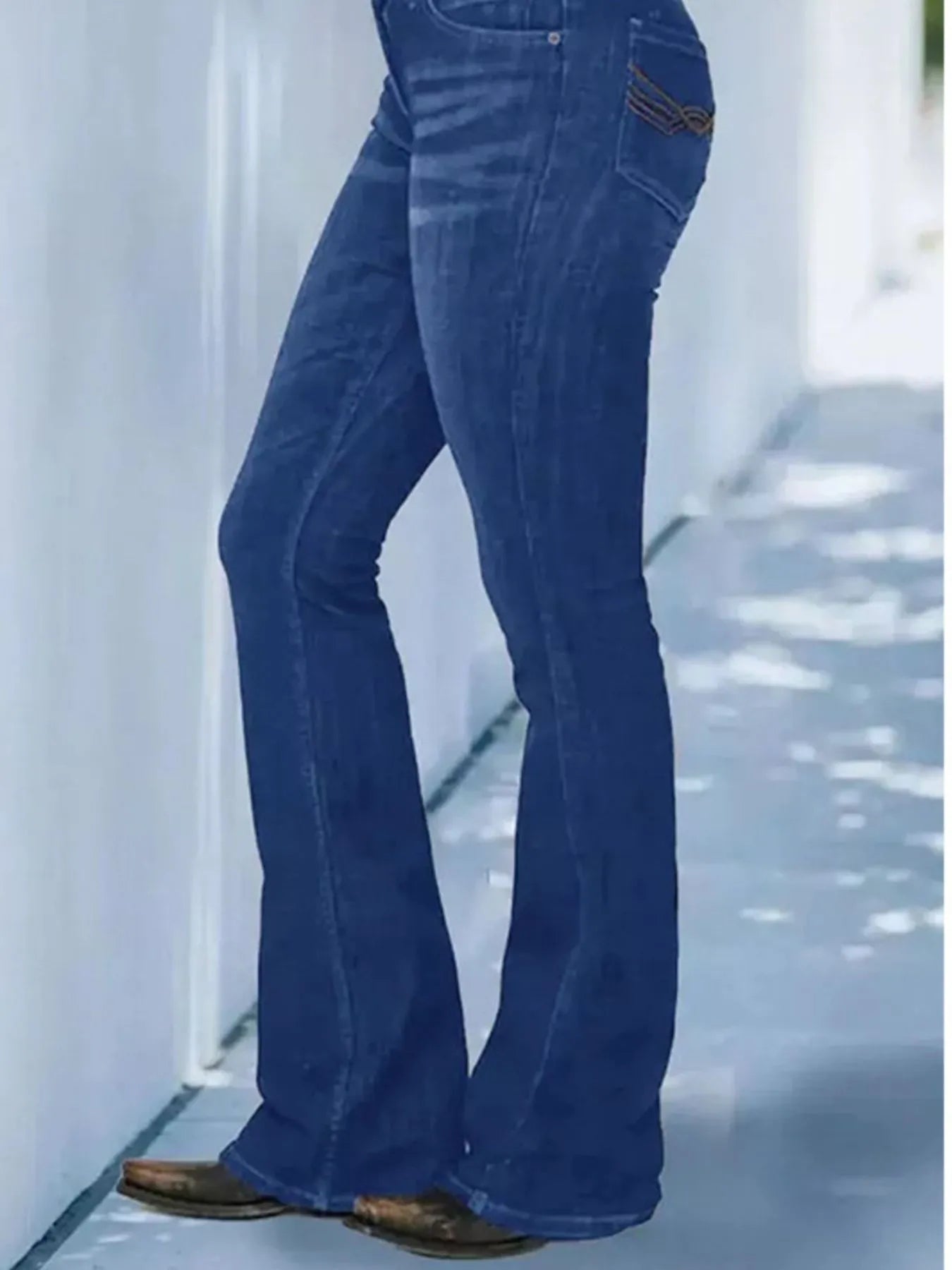 Full Size Wash Flare Jeans with Pockets Plus Size