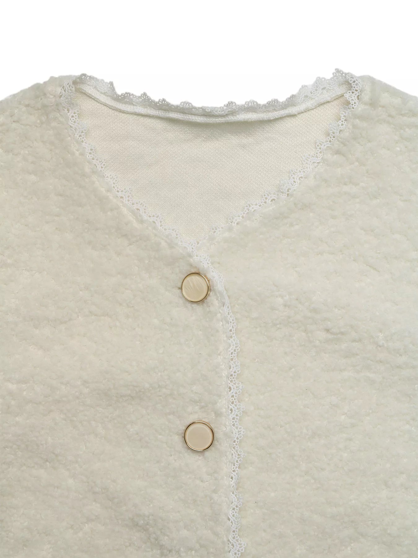 Lace Detail Button Up Long Sleeve Outerwear