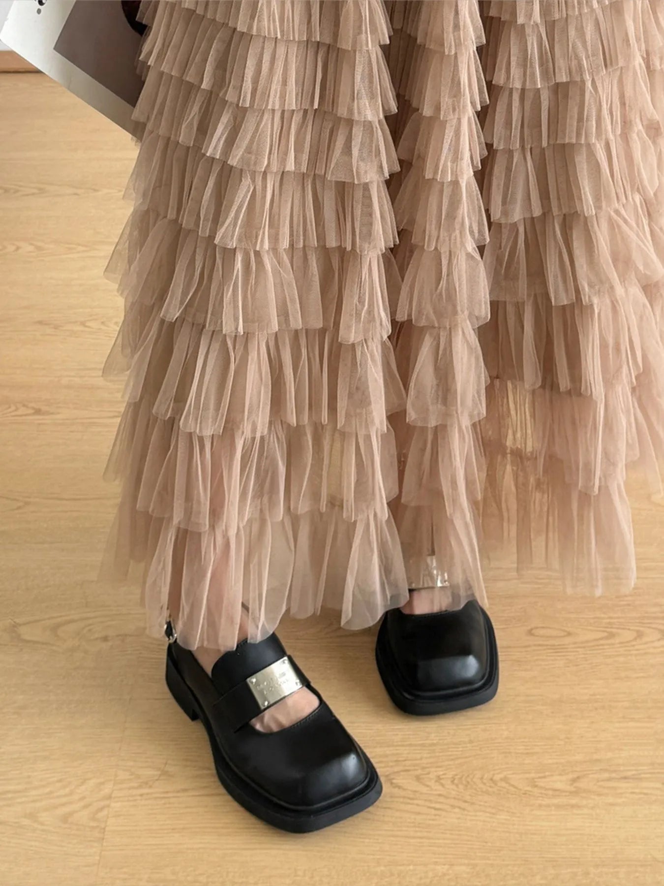 Tiered Tulle Maxi Skirt