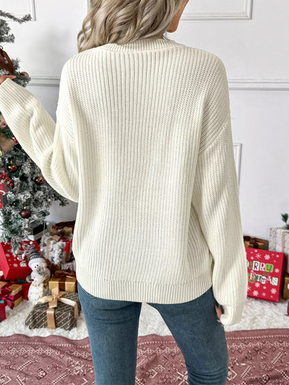 Christmas Bow Dropped Shoulder Sweater
