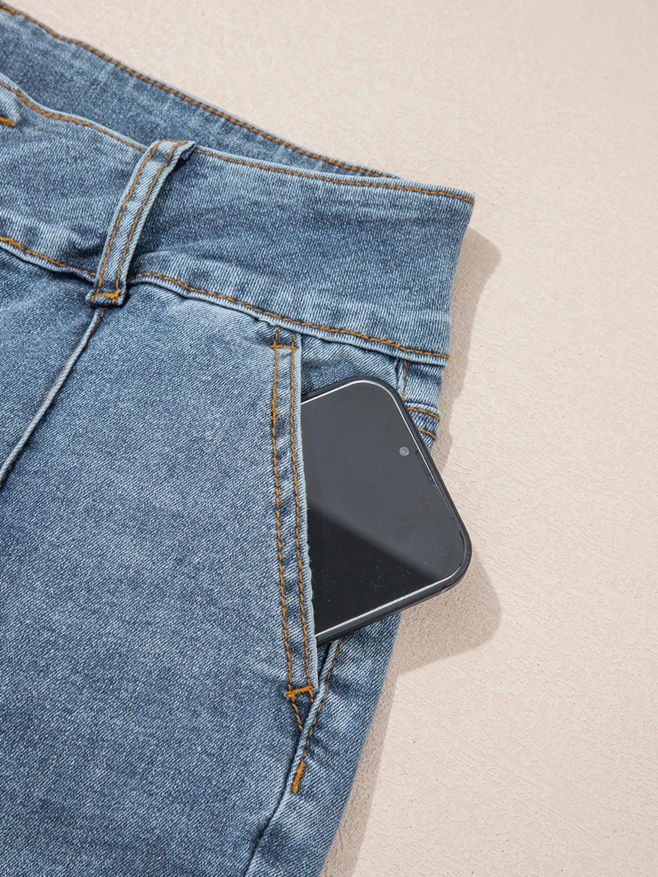 High-Waisted Flare Jeans with Seam Detail