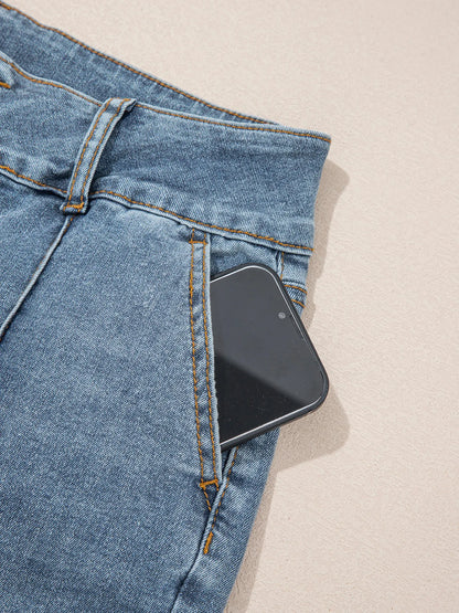 High-Waisted Flare Jeans with Seam Detail