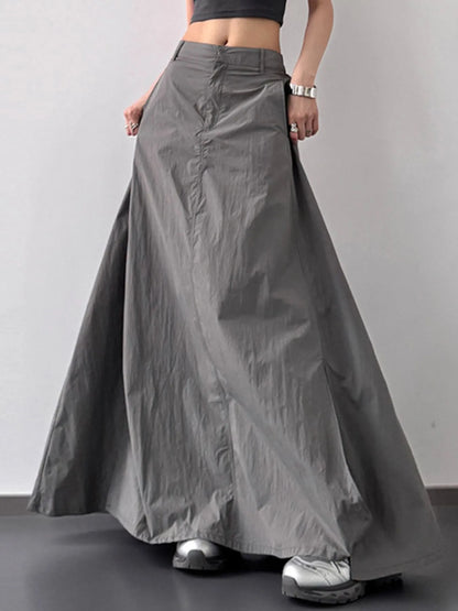 High Waist Slit Maxi Skirt Dark Gray
