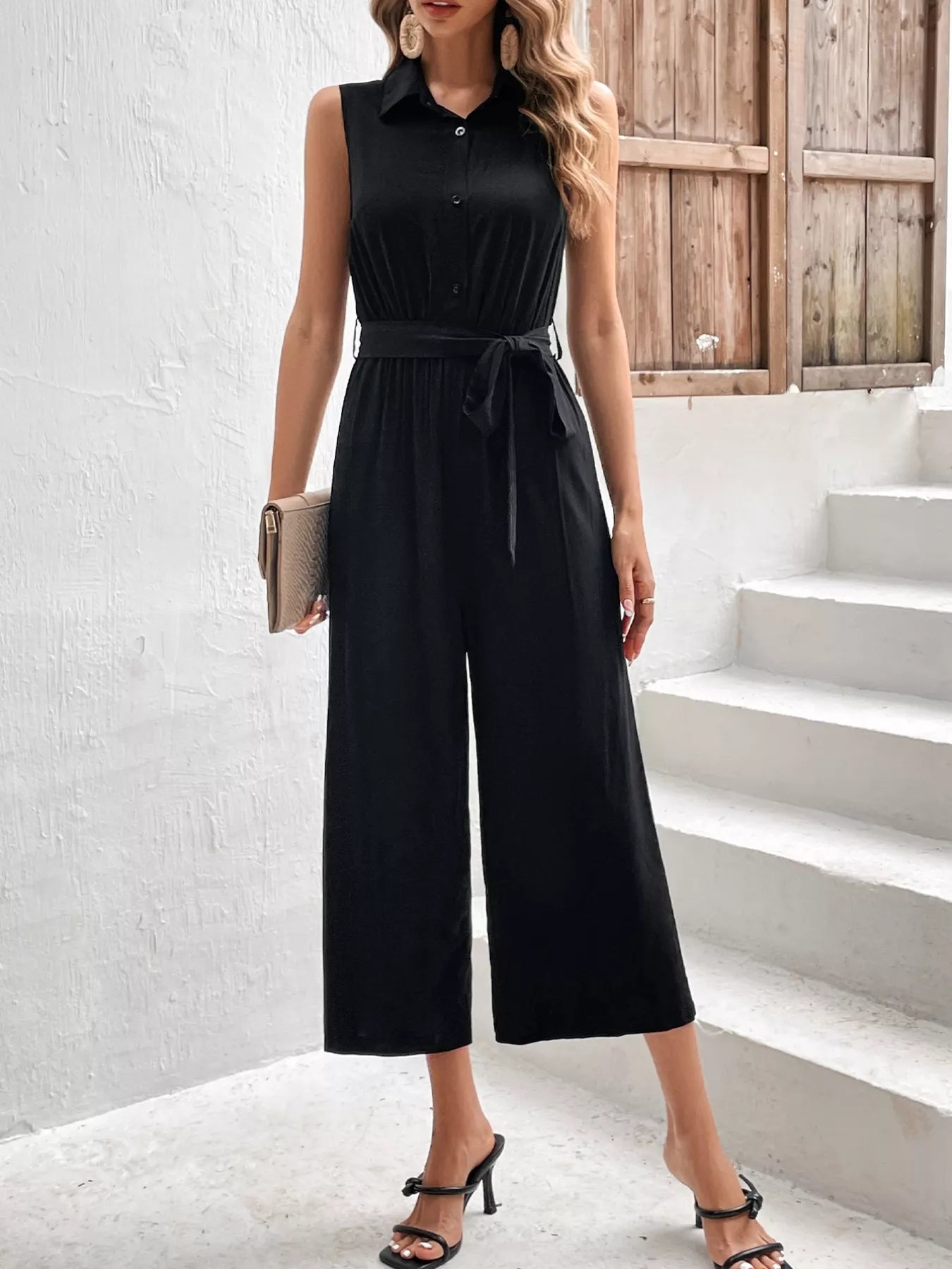 Sleeveless Wide Leg Jumpsuit Black